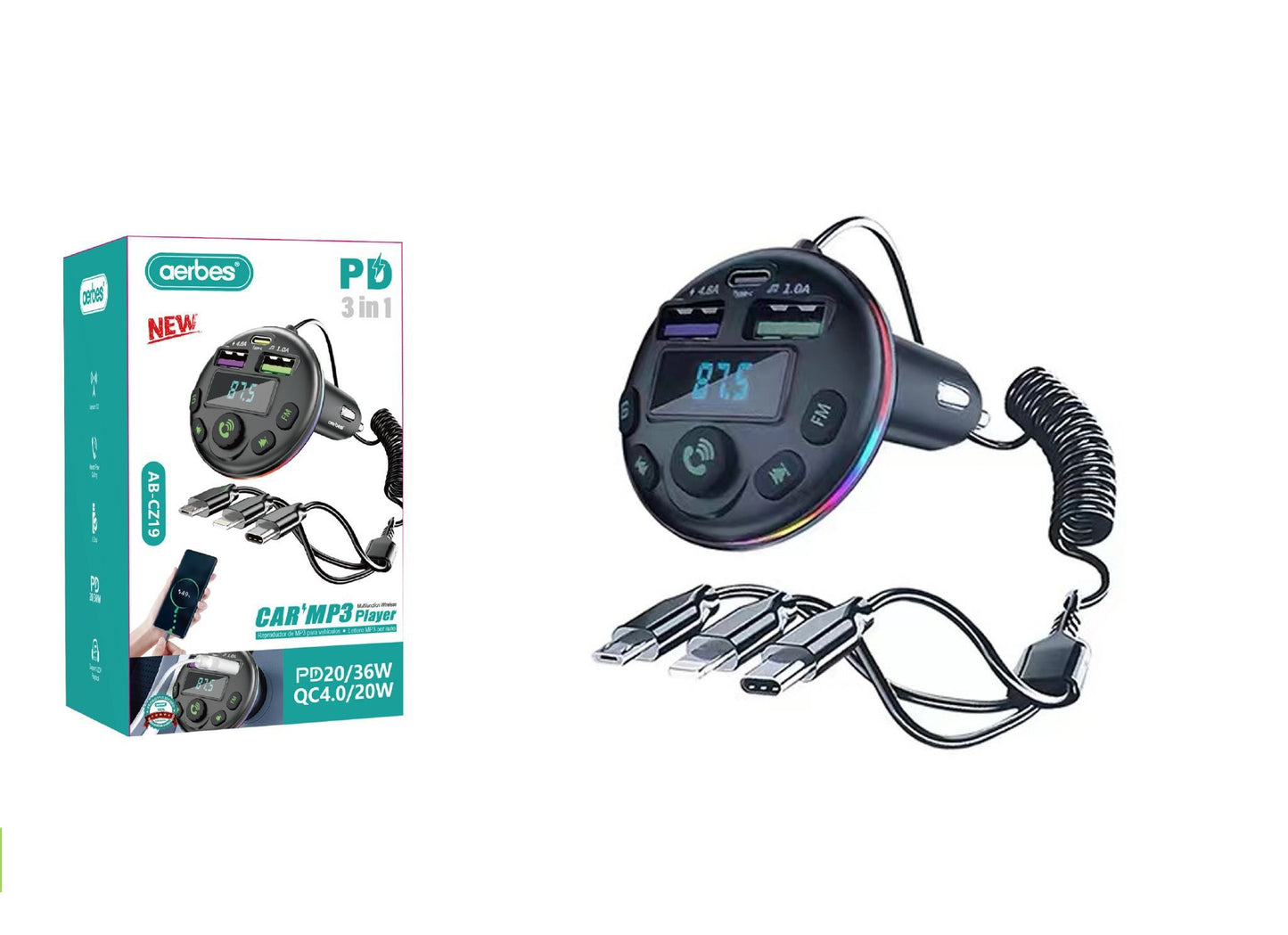 Transmisor FM Bluetooth 5,0 para auto, escucha tu Música