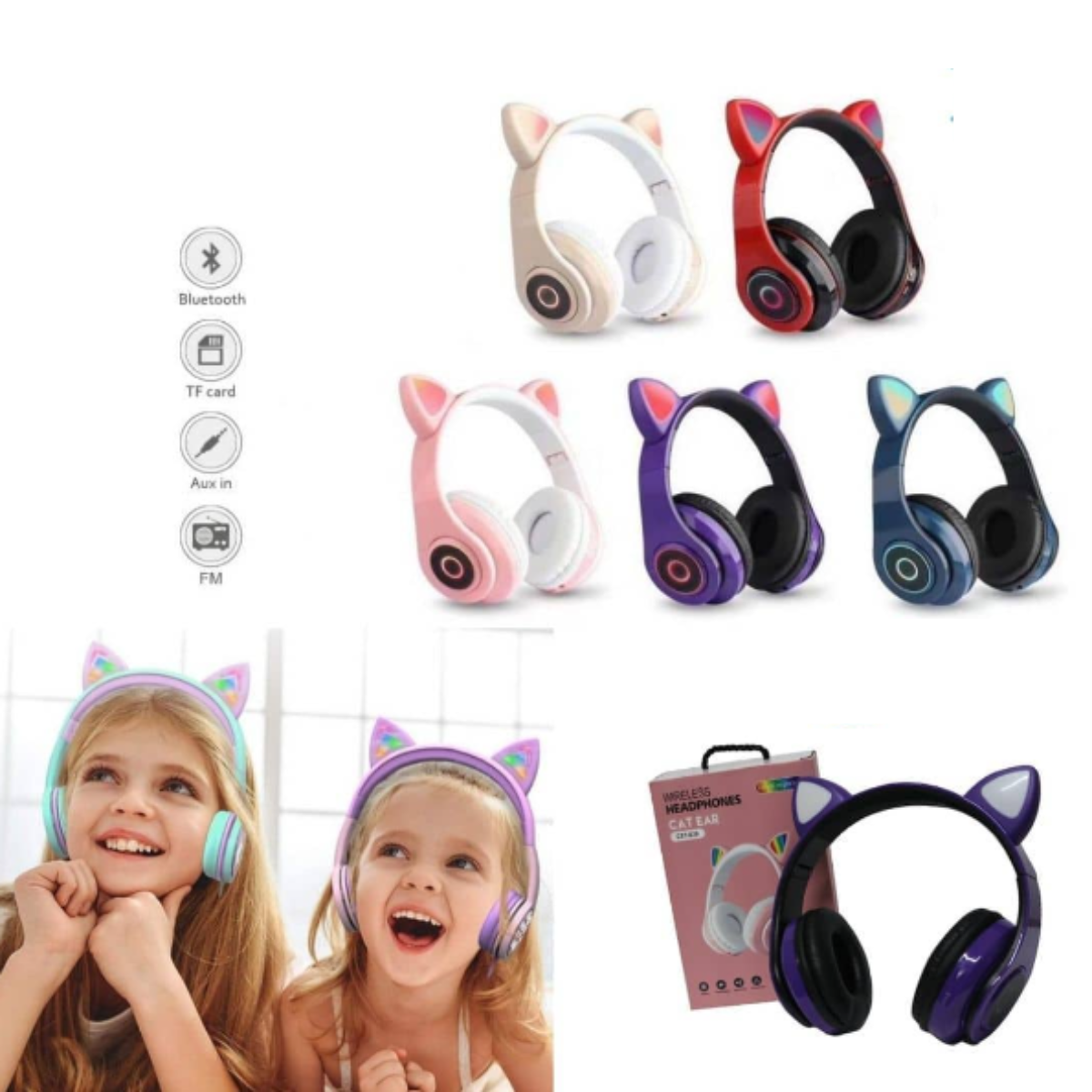 Audífonos de Gatito Bluetooth 5.0 Pocas Unidades!!