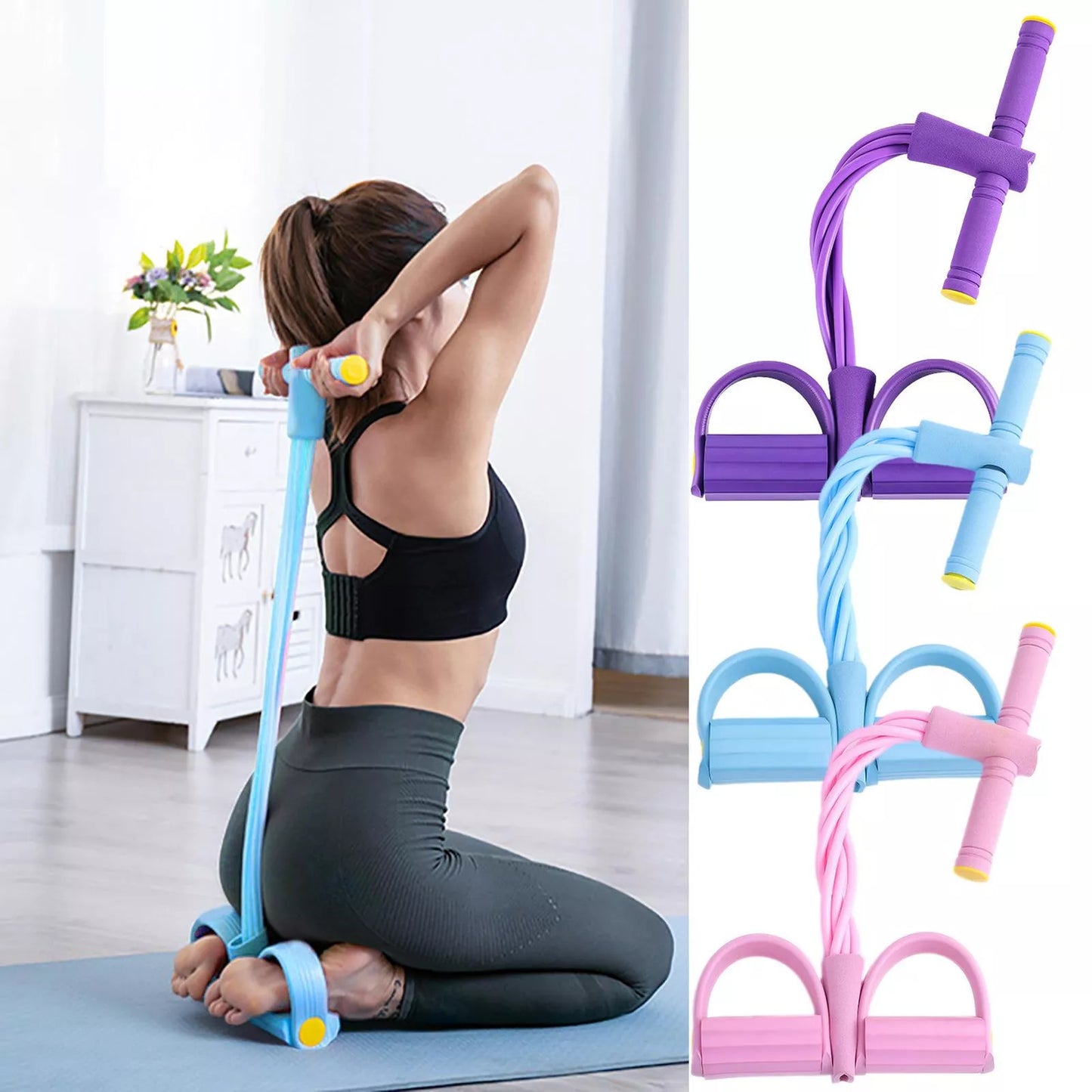 Banda Elástico de Ejercicio pedal con Agarre para Pies
